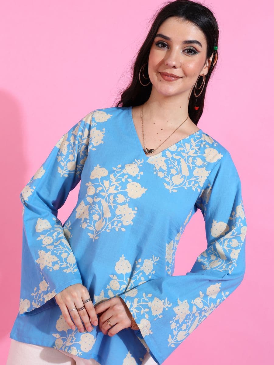 Blue Berry Bell Sleeve Top thumbnail 3