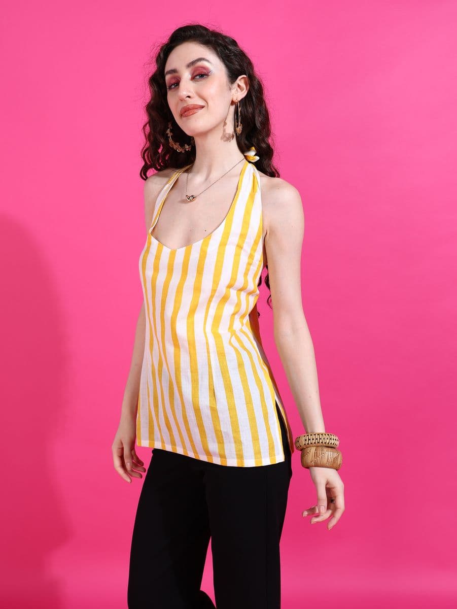 Dastan-e-Lakeer Yellow Halter Neck Top thumbnail 3
