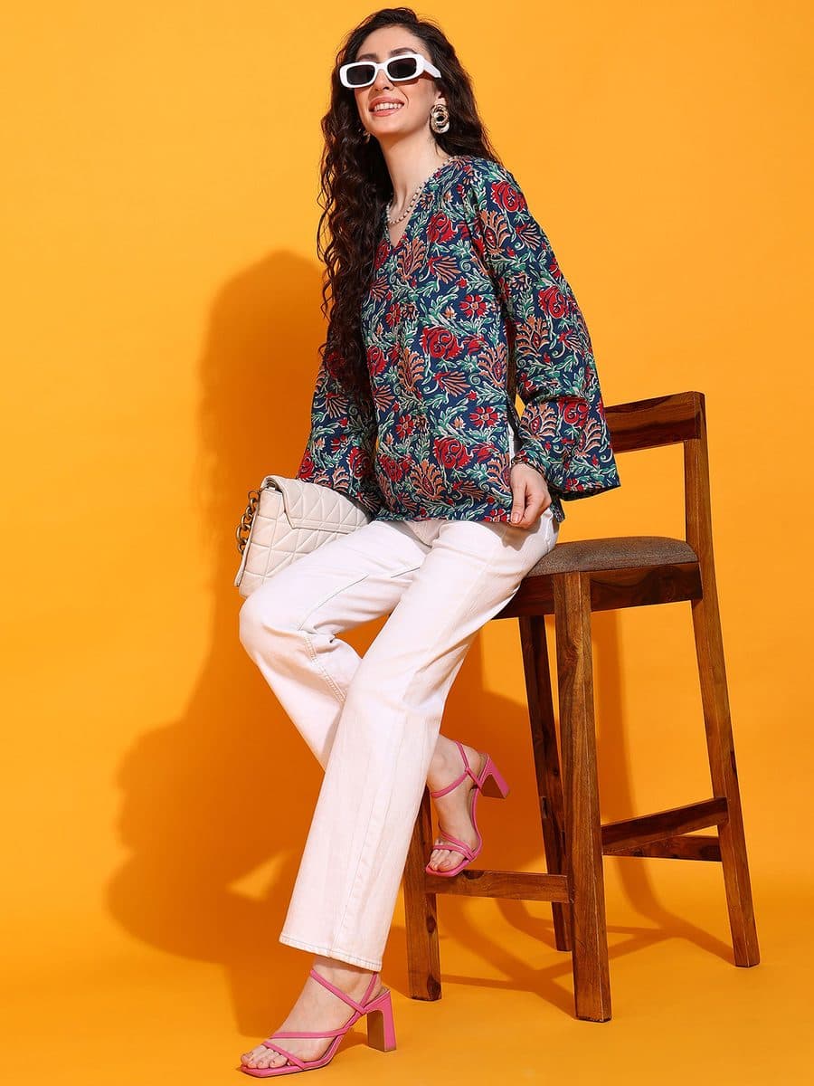 Gulmohar Bell Sleeve Top