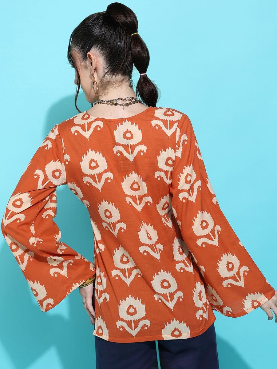 Kesar Bagh Bell Sleeve Top thumbnail 3