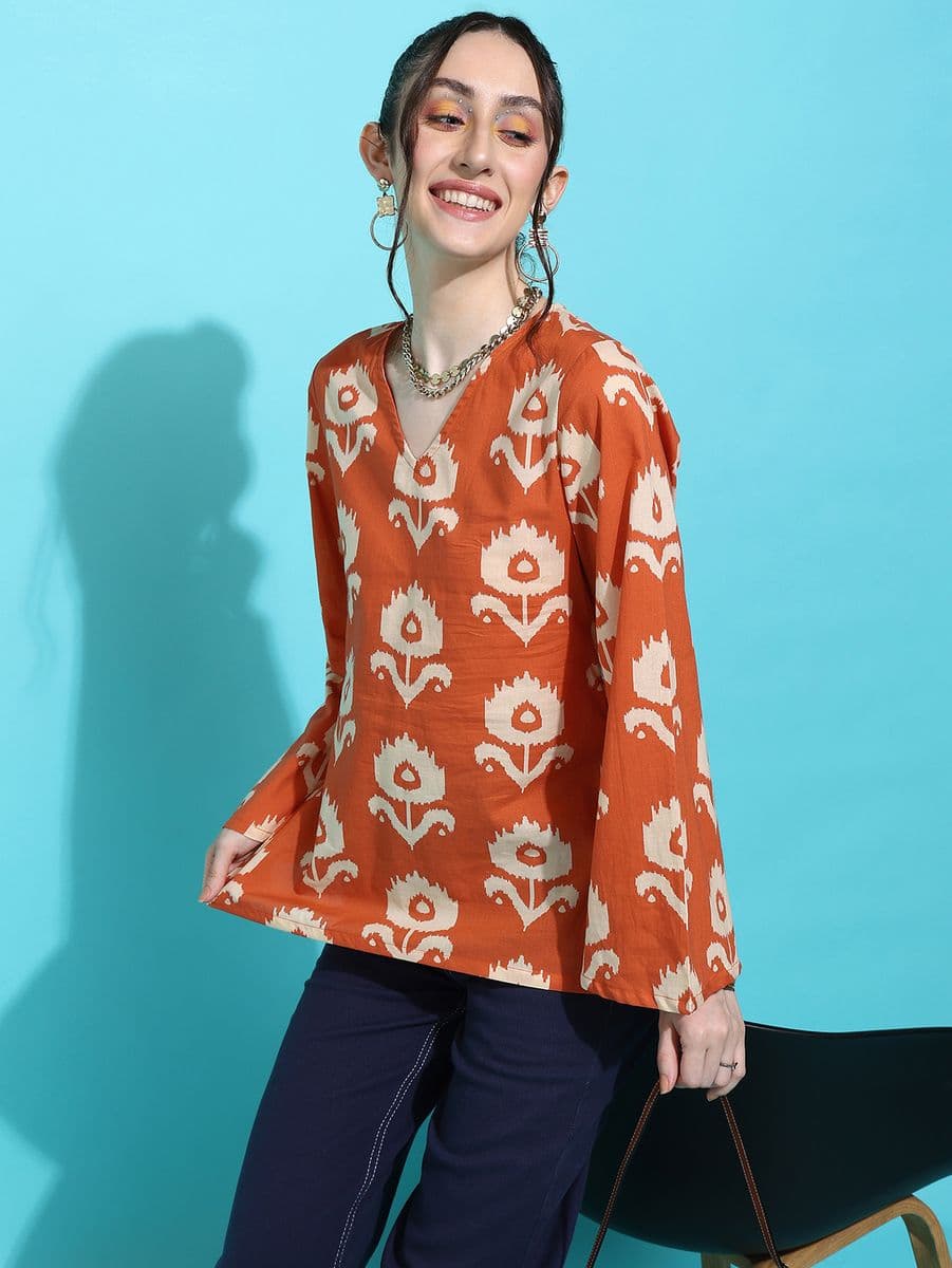 Kesar Bagh Bell Sleeve Top thumbnail 4