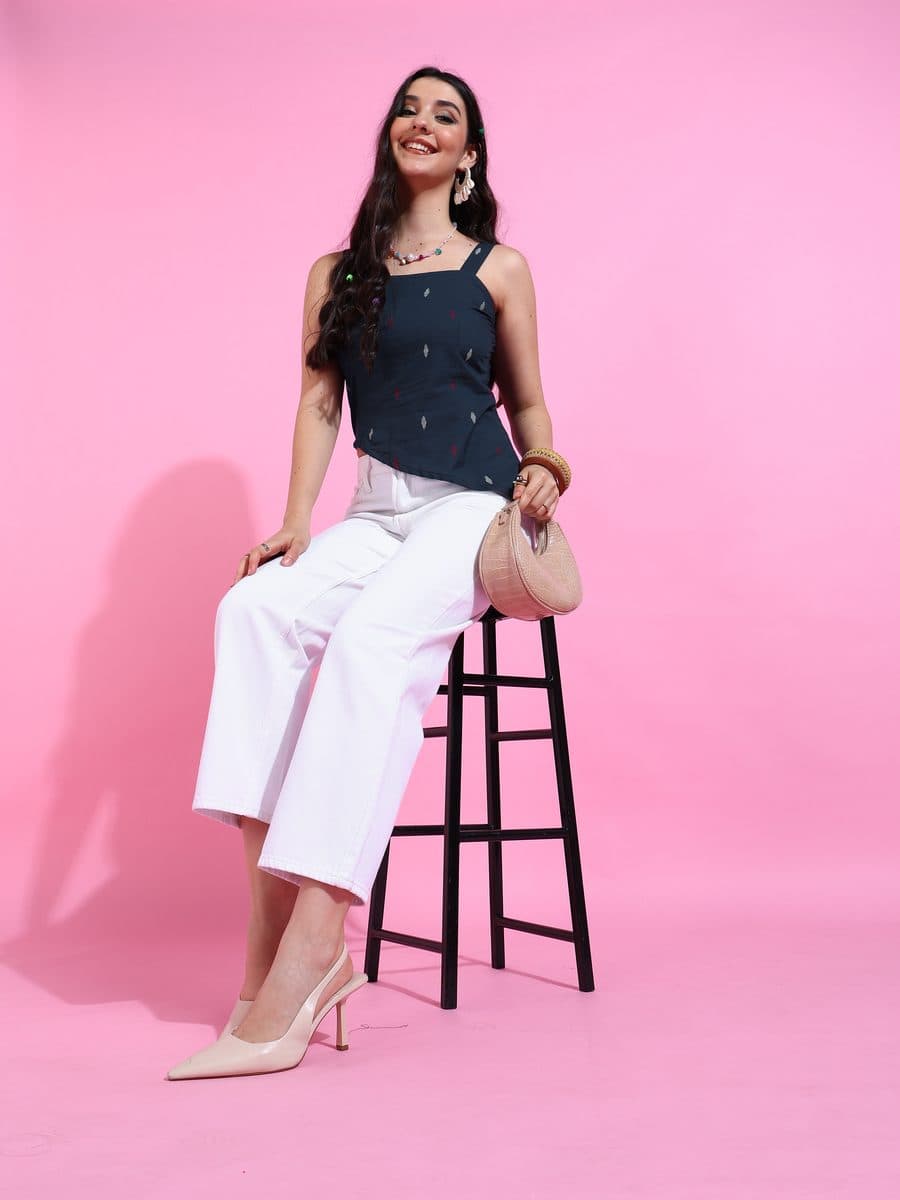 Navya Strappy Asymmetric Top