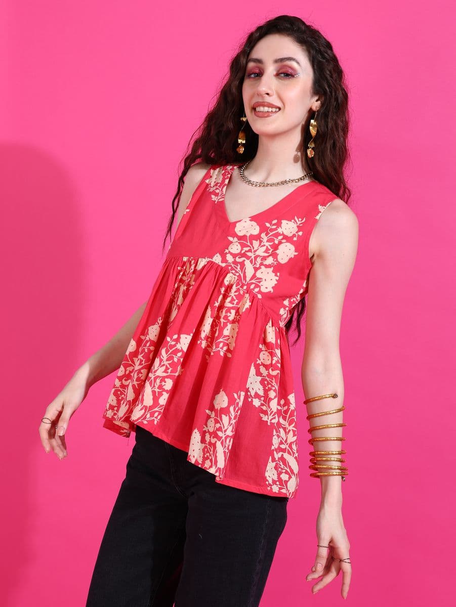 Rose Berry Peplum Top thumbnail 3