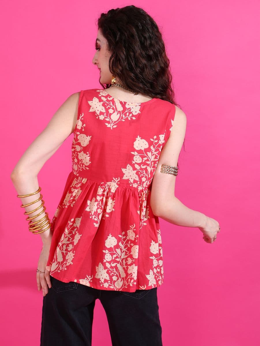 Rose Berry Peplum Top thumbnail 4