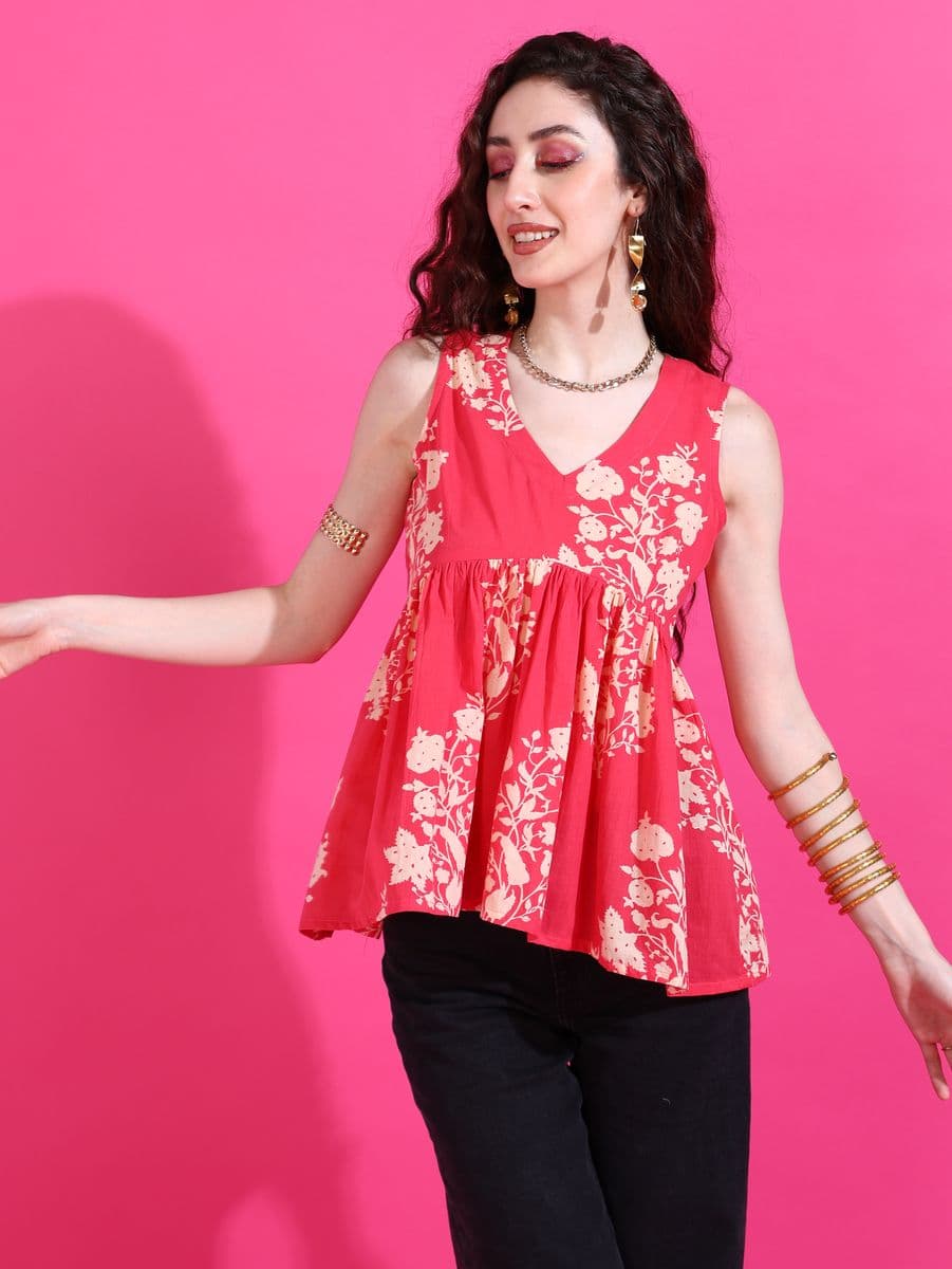 Rose Berry Peplum Top thumbnail 5
