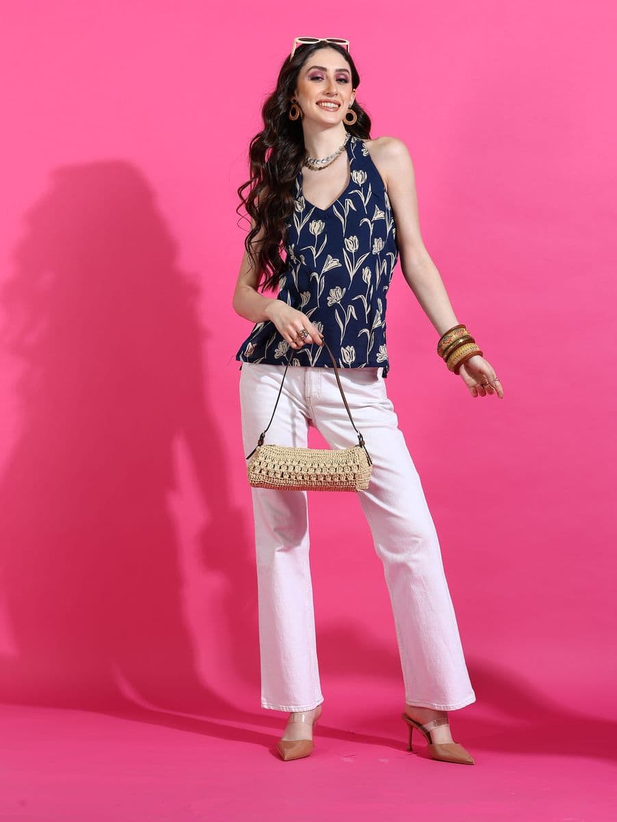 Tulip Bagh Blue Halter Neck Top thumbnail 5
