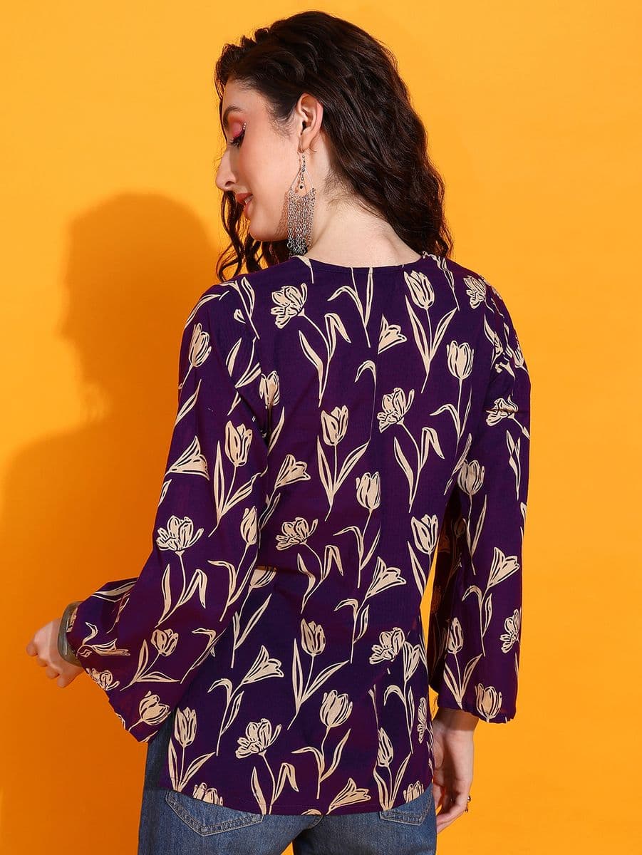 Tulip Bagh Purple Bell Sleeve Top thumbnail 5