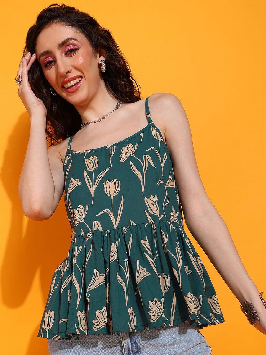 Tulip Bagh Turquoise Peplum Top thumbnail 4