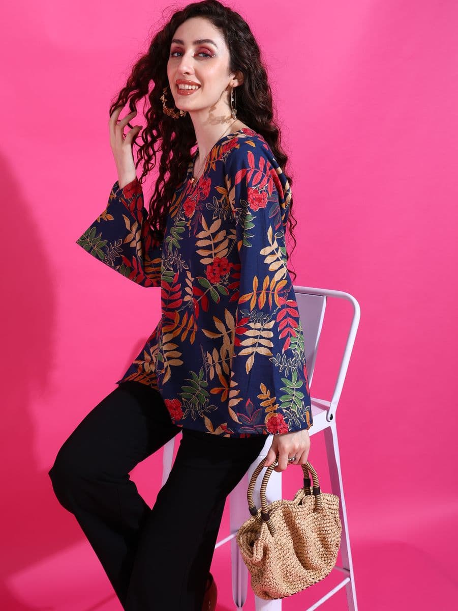 Vanmohini Blue Bell Sleeve Top thumbnail 3