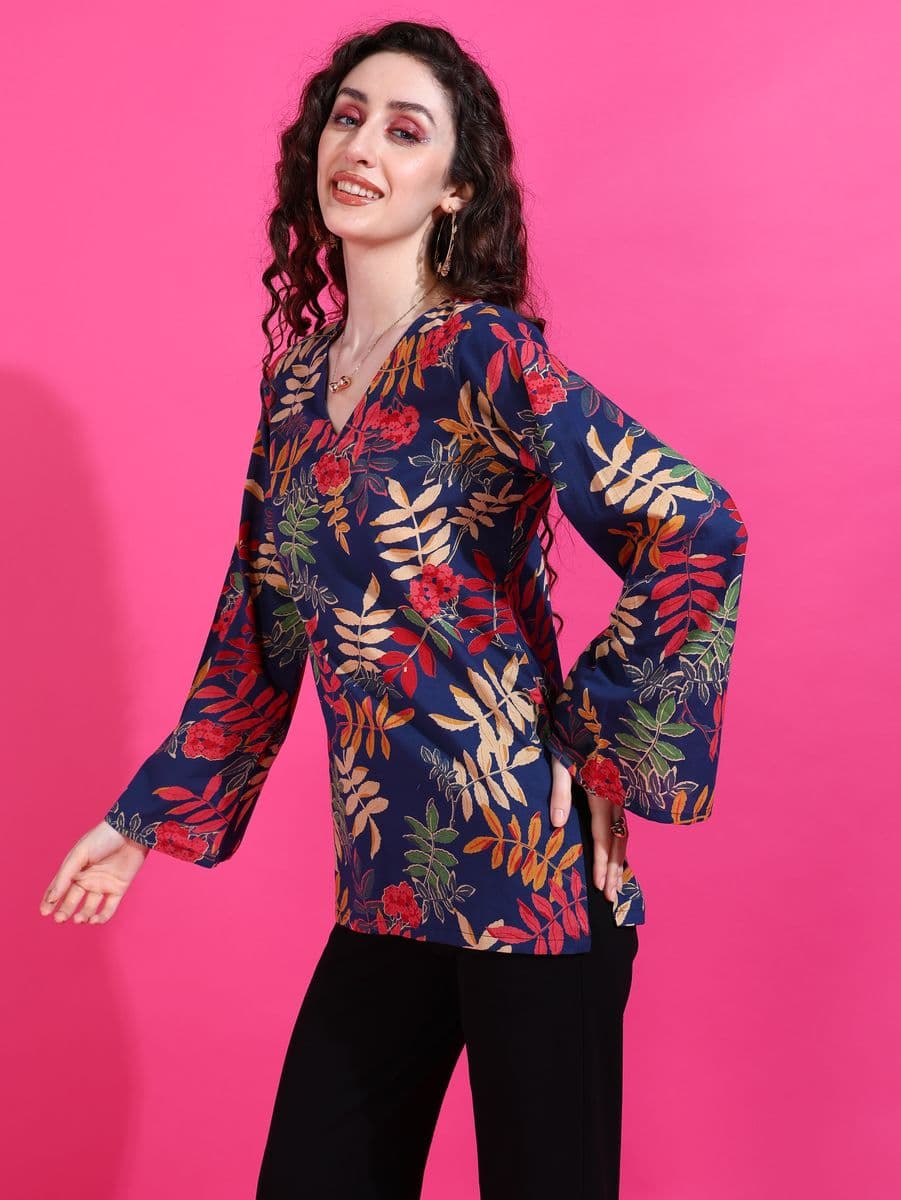 Vanmohini Blue Bell Sleeve Top thumbnail 4