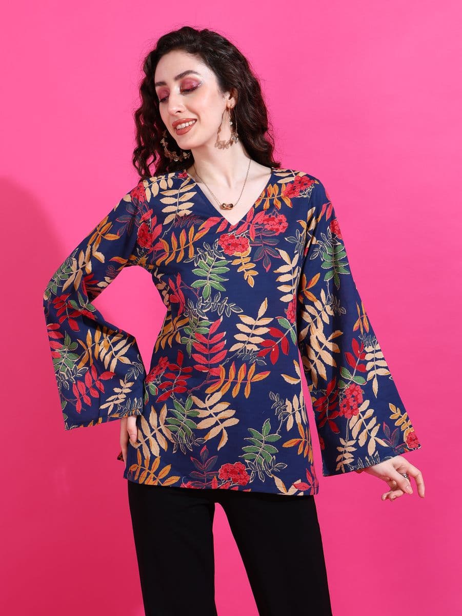 Vanmohini Blue Bell Sleeve Top thumbnail 5