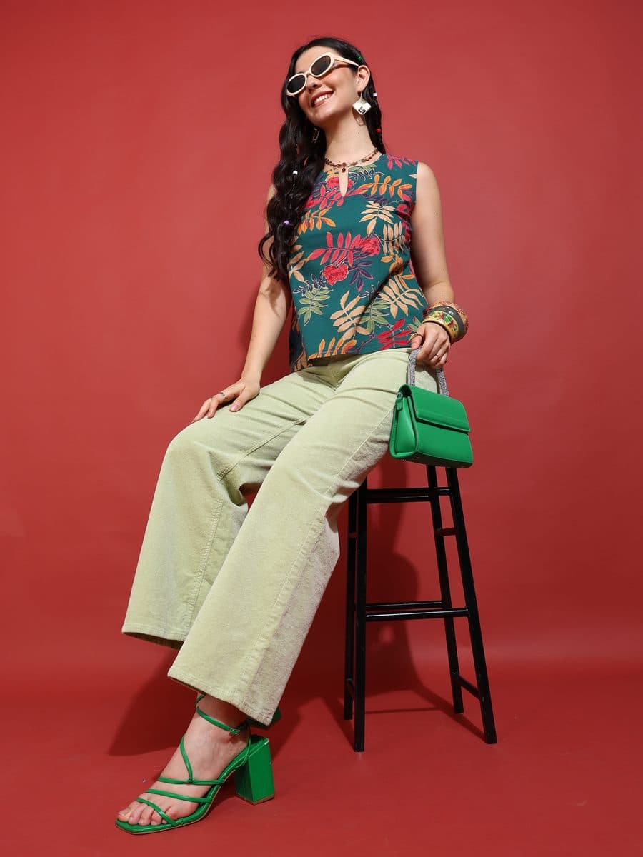 Vanmohini Green Tank Top