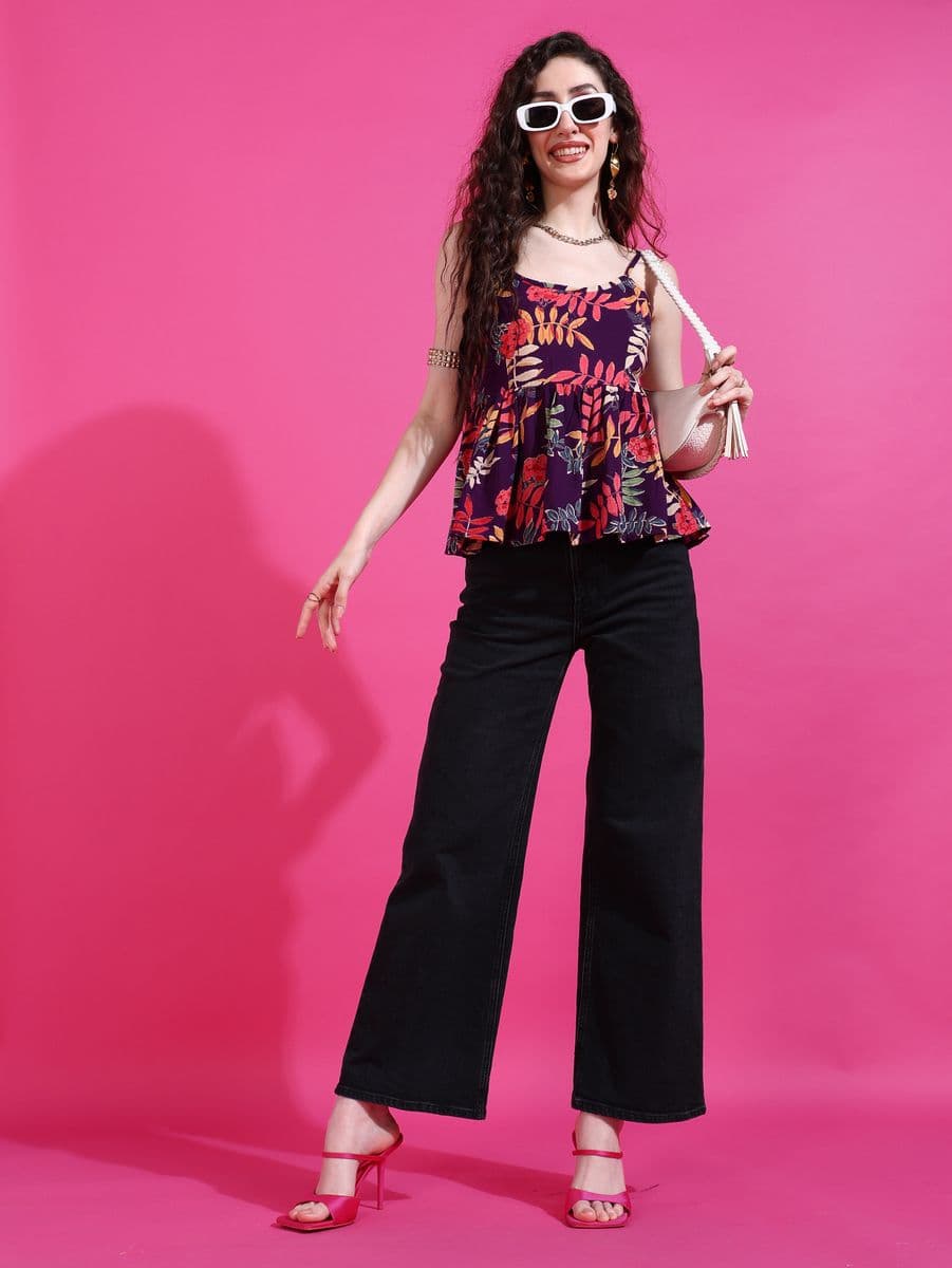 Vanmohini Purple Peplum Top thumbnail 4