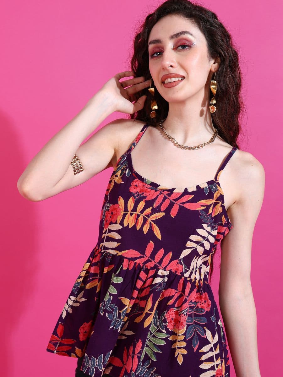 Vanmohini Purple Peplum Top thumbnail 5