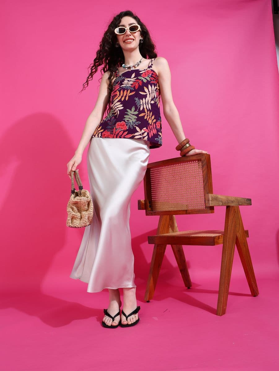 Vanmohini Purple Strappy Top thumbnail 3